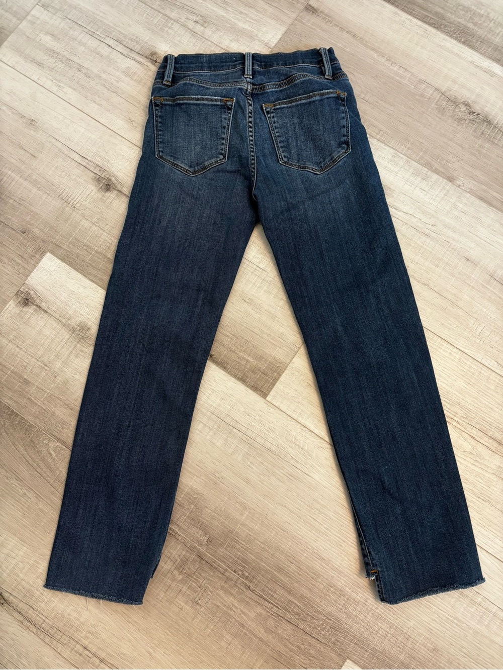 FRAME Le High Straight Jeans Size 25 Dark Wash High Rise Raw Hem - Picture 9 of 10